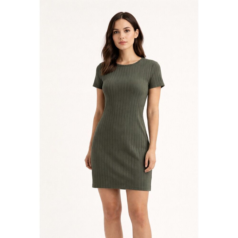 Forever 21 Olive Ribbed Cutout Back Mini Dress XL Stretch